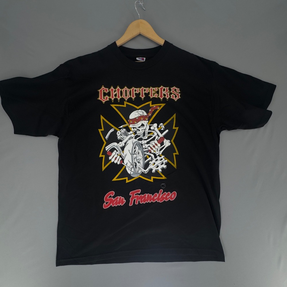 NWOT C&H Headgear XL Vintage Motorcycle Skeleton Chopper San Francisco T-shirt